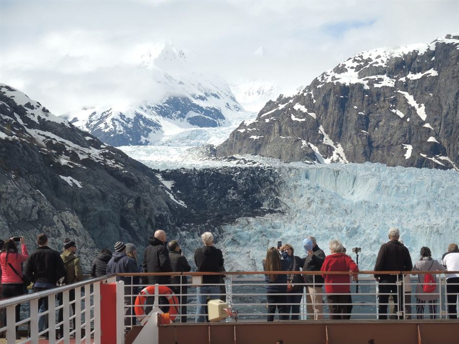 Glacier viewed from a ship deck